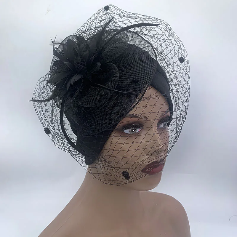 Top Trends: 2023 New Retro Feather Flower Turban Cap With Veil Elegant Women&#039;s Party Hat Muslim Headscarf Bonnet Ladies Head Wrap Turbante Shoppable Styles