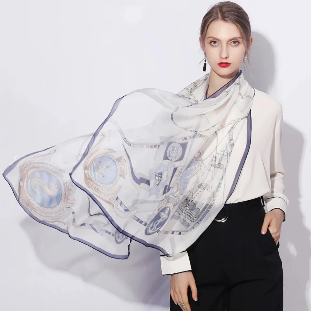 Top Trends: 100% Pure Mulberry Silk Women Headband Long Scarf Neckerchief Luxury Female Hair Ornament Female Bandana Bag Scarves 68*180CM Shoppable Styles