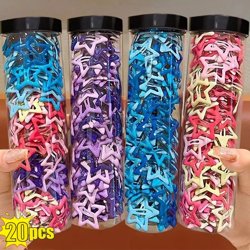 Top Trends: 10 / 20Pcs Y2K Bobby Pin Girl Colorful Stars Barrettes Metal Snap Clips Korean BB Hairpins Crab Stick Headwear Hair Accessories Shoppable Styles