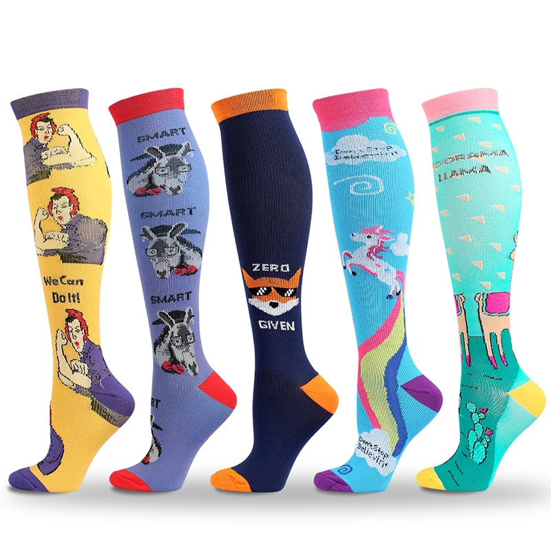 Top Trends: 2022 New Cartoon Anime Pattern Compression Socks Unisex Outdoor Running Stockings 15-20mmHg Varicose Vein Diabetes Medical Care Shoppable Styles