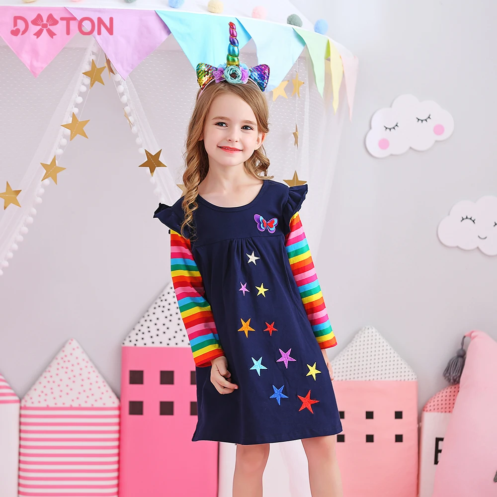 Top Trends: DXTON Girl Casual Dress Kids Cotton Dresses Long Sleeve Straight Dress For Spring Autumn Kids Cartoon Costumes Children Clothing Shoppable Styles