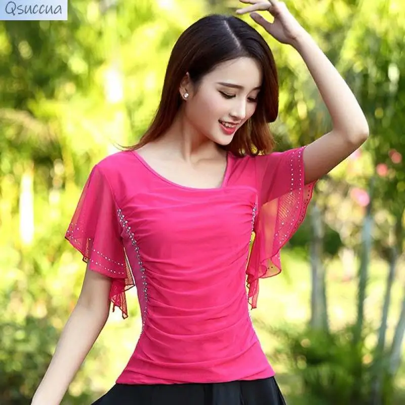 Top Trends: New Latin Stage Dance Clothes Tops Short-Sleeved Women's Square Dance Clothes Shoppable Styles