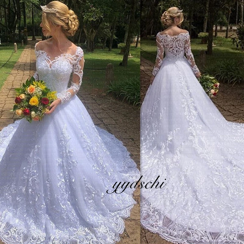 Top Trends: 2023 New Illusion White / Ivory Ball Gown Long Wedding Dress Short Sleeves Bride Dresses Princess Tulle Elegant Wedding Gowns Shoppable Styles