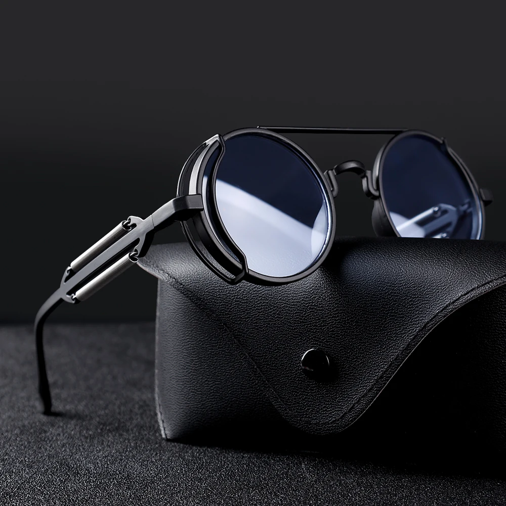 Top Trends: Steampunk Sunglasses Men Vintage Punk Round Frame Sun Glasses Brand Designer Women Eyewear UV400 Outdoor Sports Driving Google Shoppable Styles