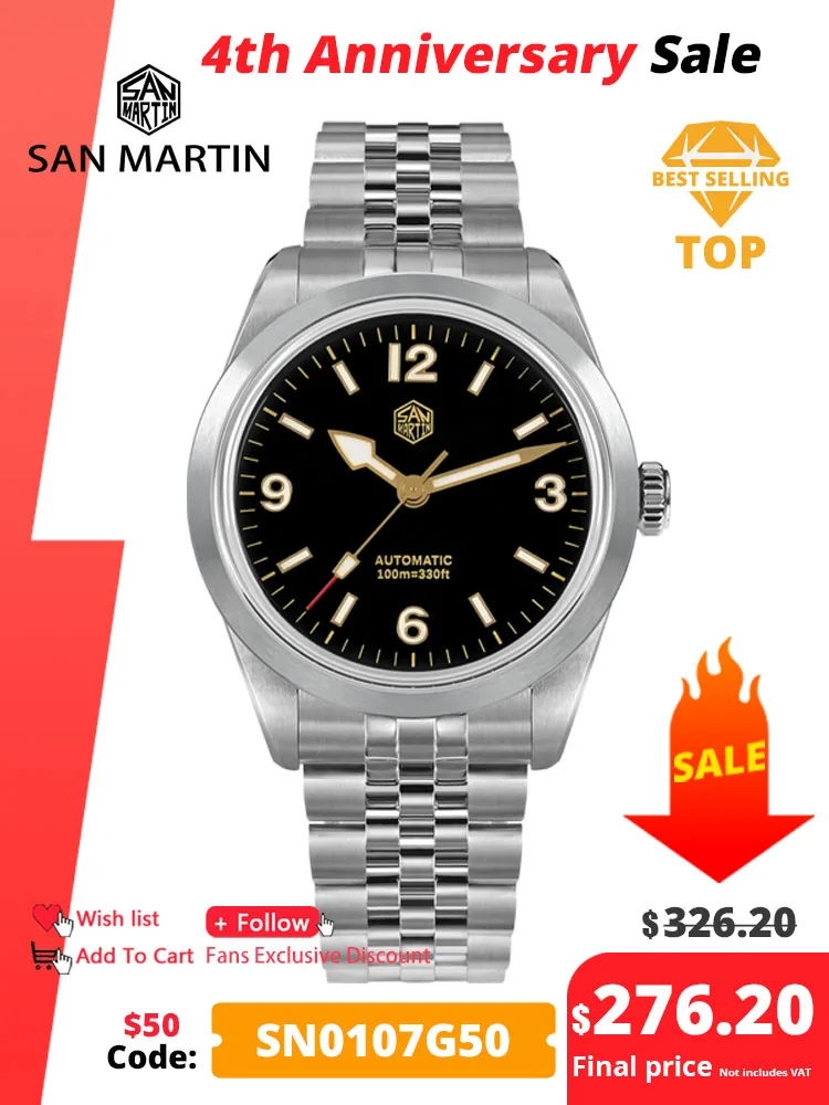 Top Trends: San Martin 38mm Men Sport Watch Fashion Luxury Explore Climbing Automatic Mechanical Sapphire Waterproof 5 Links Bracelet BGW-9 Shoppable Styles