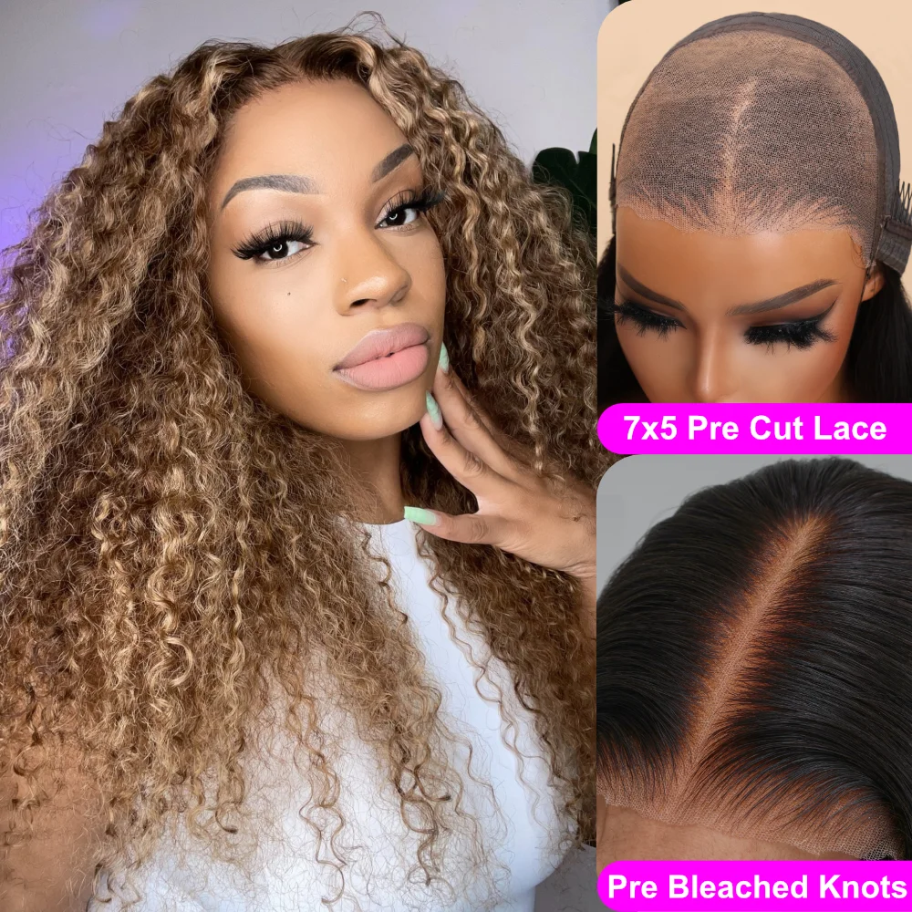 Top Trends: Unice Hair Blonde Highlight Curly Lace Wig Human Hair Glueless Wear Go Wigs Pre Cut Pre Plucked Pre Bleched Lace Front Wigs Shoppable Styles