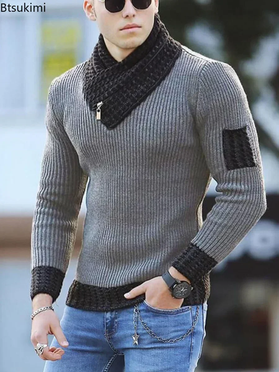 Top Trends: New Autumn Winter Men Casual Vintage Knitted Sweater Wool Turtleneck Oversize 2024 Korean Men Warm Cotton Pullovers Sweaters Shoppable Styles - Image 6