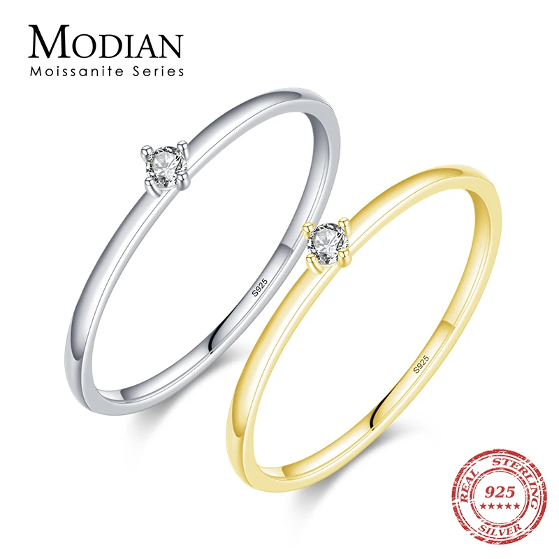 Top Trends: MODIAN Exquisite D Color Round Moissanite Finger Rings 925 Sterling Silver Classic Twinkling Wedding Jewelry For Women Gifts Shoppable Styles