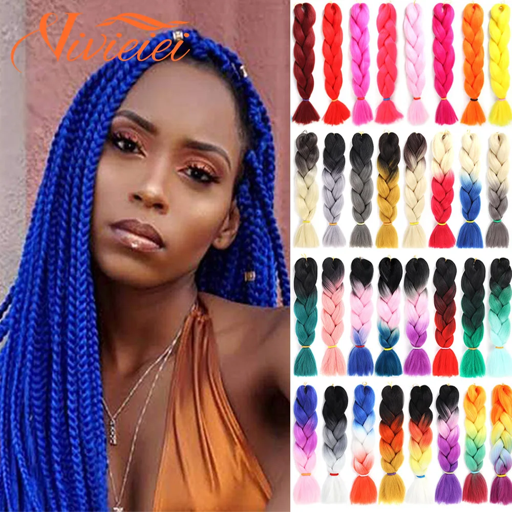 Top Trends: Synthetic Jumbo Braid 24 Inch Ombre Braiding Hair Extensions For Women DIY Cochet Hair Braids Purple Pink Yellow Blue Green Shoppable Styles