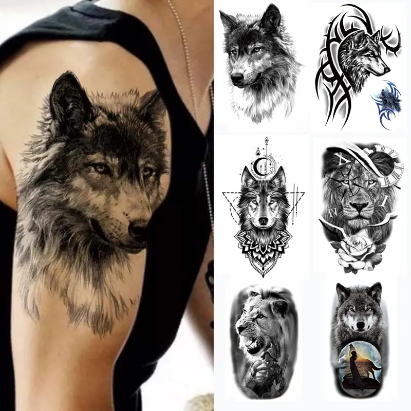 Top Trends: Black Forest Temporary Tattoos For Men Animal Tiger Wolf Tattoo Sticker Fake Tattoo For Women Hand Arm Tatoo Waterproof Shoppable Styles