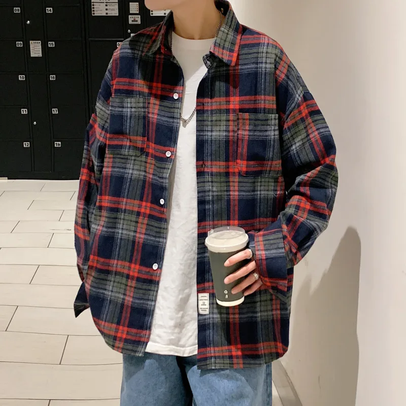 Top Trends: Autumn Long Sleeved Shirt Men Fashion Oversized Plaid Shirt Men Streetwear Korean Loose Casual Shirts Mens Large Size M-5XL Shoppable Styles - Image 4