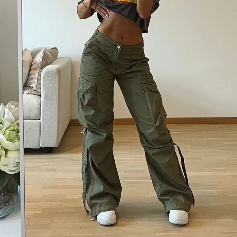 Top Trends: Cargo Pant Trousers Y2K Streetwear Baggy Pocket High Waist Fashion Sexy 2023 Women Winter Clothes Fall Pencil Parachute Pants Shoppable Styles