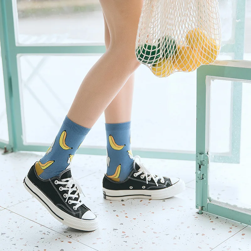 Top Trends: Hot Sale Colorful Women's Cotton Crew Socks Funny Banana Peach Watermelon Fruit Pattern Creative Ladies Novelty Sock For Gifts Shoppable Styles - Image 4