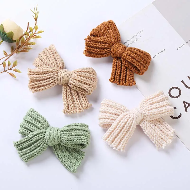 Top Trends: Oaoleer 2023 New Woolen Knit Hairpins Baby Hair Clips Hair Bows For Hair Accessories Bow Knot Boutique For Kids Girls Head Wear Shoppable Styles