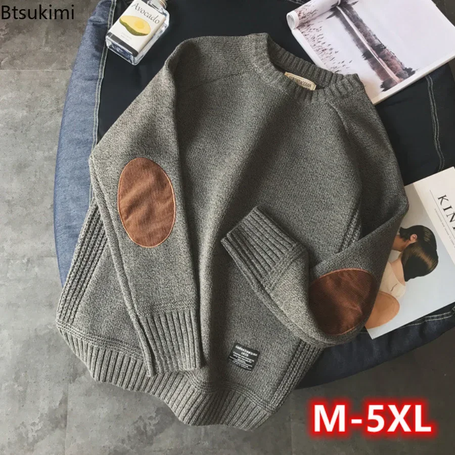 Top Trends: New 2023 Men&#039;s Warm Pullover Sweater Tops Fashion Patch Designs Knitted Sweater Men Harajuku Streetwear O Neck Causal Pullovers Shoppable Styles