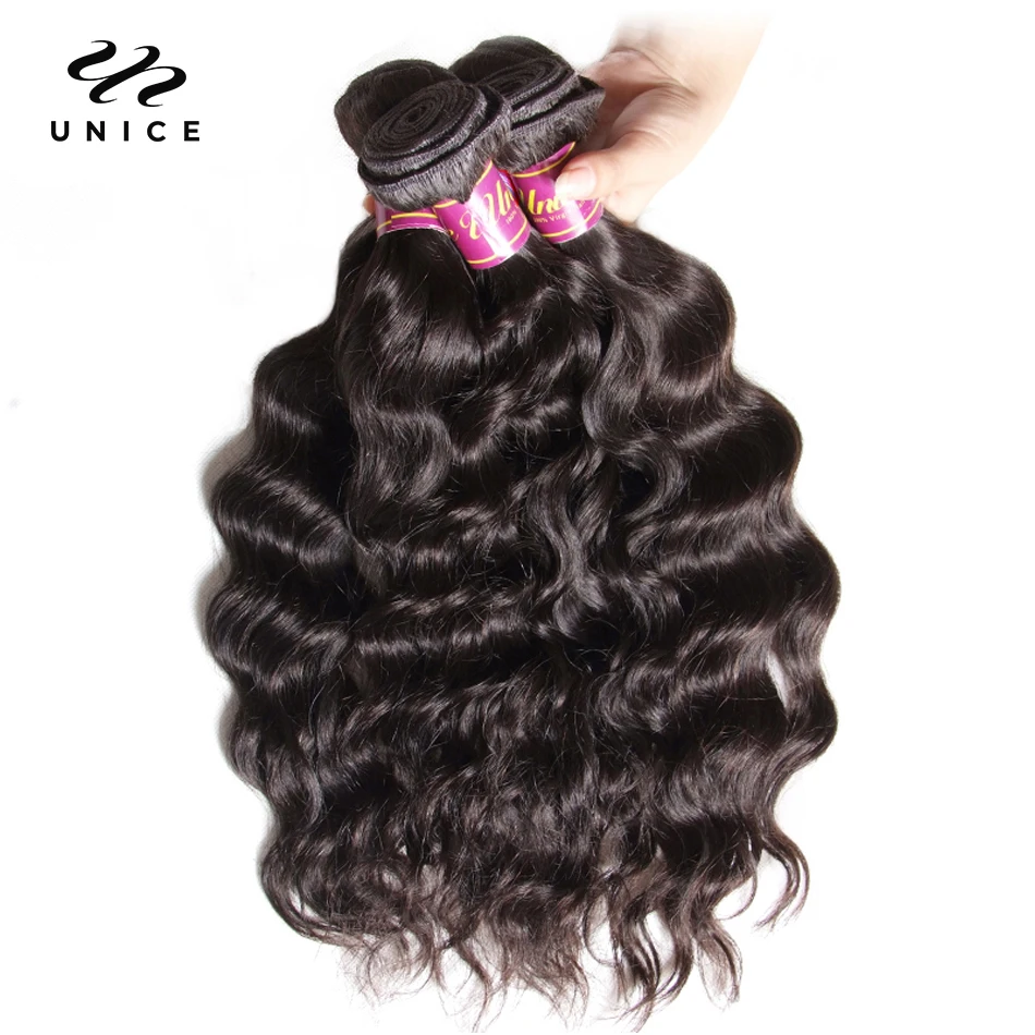 Top Trends: Unice Hair 3PCS Natural Wave Peruvian Hair Bundles 100% Human Hair Weaves 8&quot;-26&quot; Natural Color Remy Hair Extension Shoppable Styles