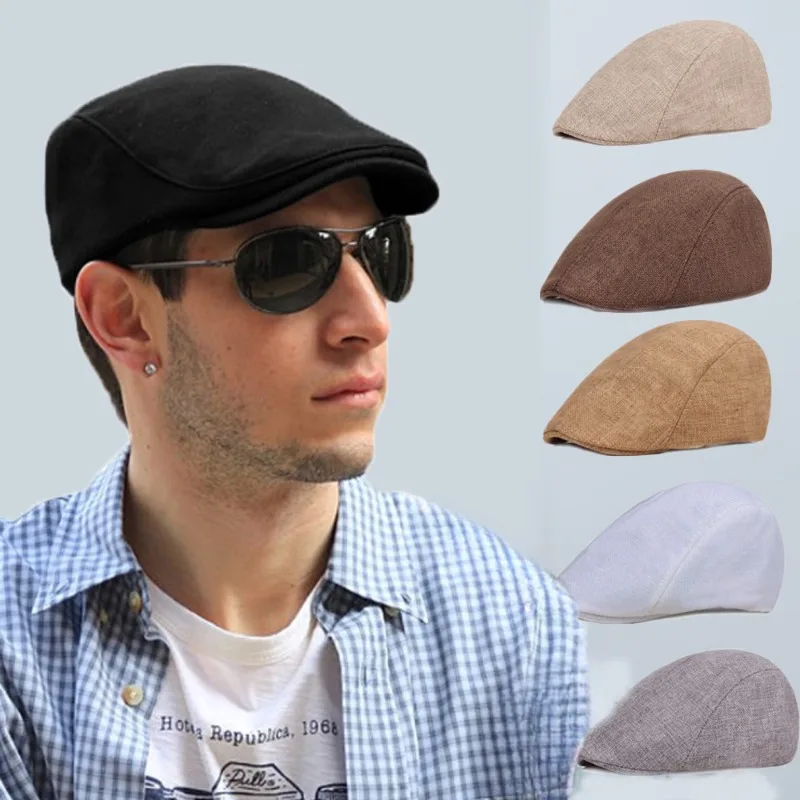 Top Trends: Retro Men Berets Winter British Style Newsboy Linen Hats England Male Cap Peaked Painter Warm Bonnet For Men Apparel Accessories Shoppable Styles