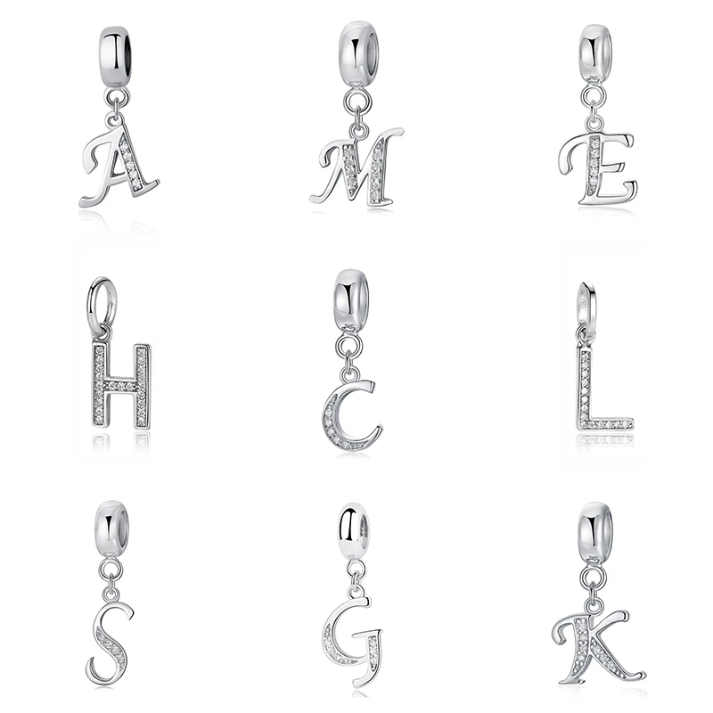 Top Trends: Authentic 925 Sterling Silver Charm Bead Vintage A-Z Letter Alphabet Dangle Charms Fit Pandora Original Bracelet Fine Jewelry Shoppable Styles