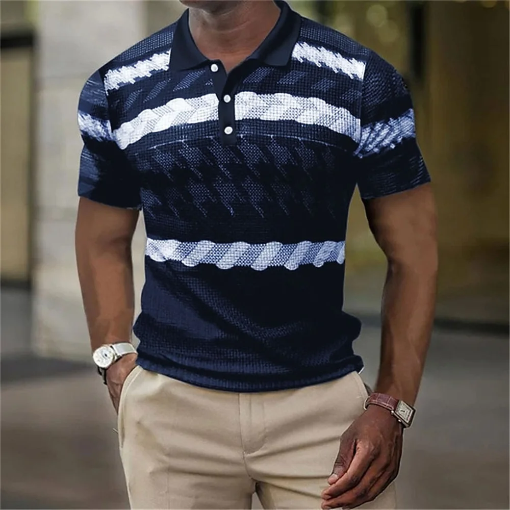 Top Trends: Vintage Men&#039;S Polo 3d Stripe Print High-Quality Men&#039;S Clothing Loose Oversized Shirt Tops Soft Tees Summer Casual Short Sleeves Shoppable Styles