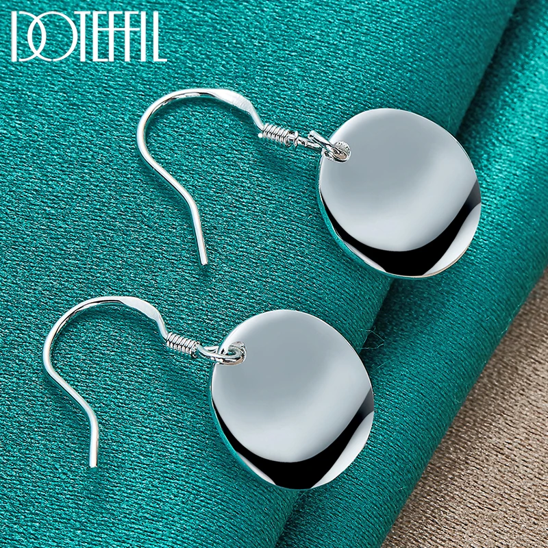 Top Trends: DOTEFFIL 925 Sterling Silver Smooth Bump Round Drop Earrings For Woman Wedding Engagement Fashion Party Charm Jewelry Shoppable Styles