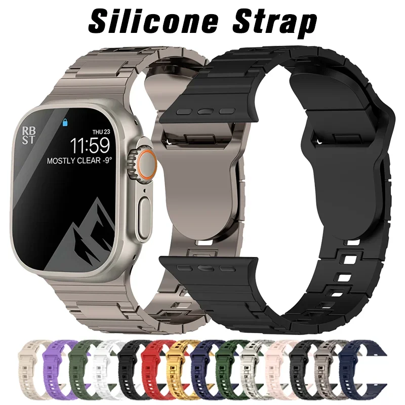 Top Trends: Plating Rubber Strap Band For Apple Watch Ultra 2 49mm 45mm 41mm 44mm 42mm 40mm Titanium Color Bracelet Iwatch 9 8 7 6 5 4 3 Se Shoppable Styles