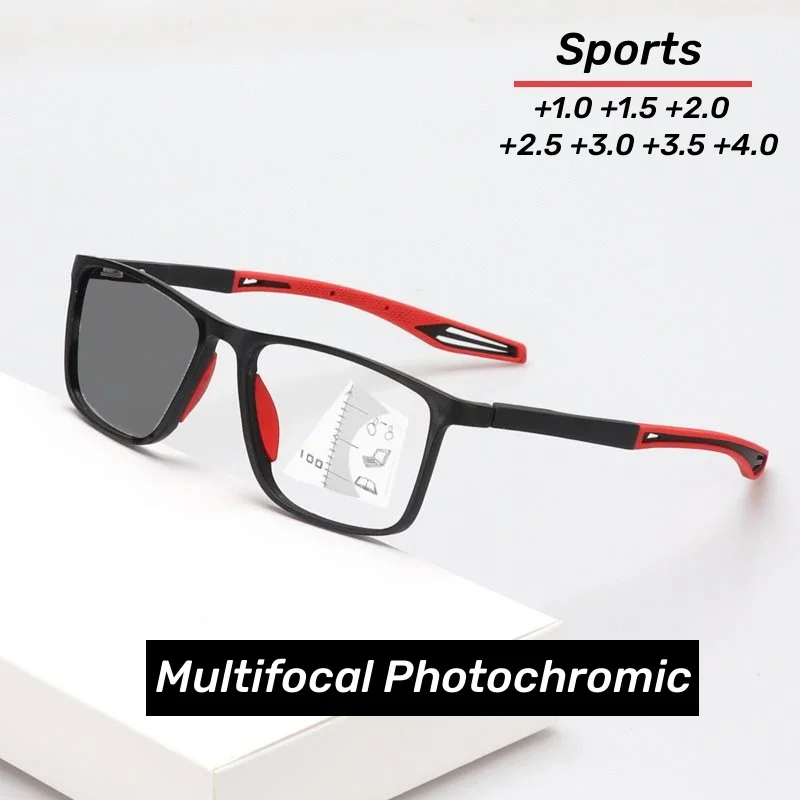 Top Trends: Multifunctional Photochromic Reading Glasses Men Women Multifocal Presbyopia Eyewear TR90 Sports Anti Blue Light Bifocal Glasses Shoppable Styles