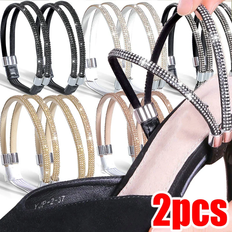 Top Trends: High Heels Shoes Band Anti-loose For Women Diamond Shoelaces Anti-drop Heel Straps Belt Drill Elastic Fixing Belts Rhinestone Shoppable Styles