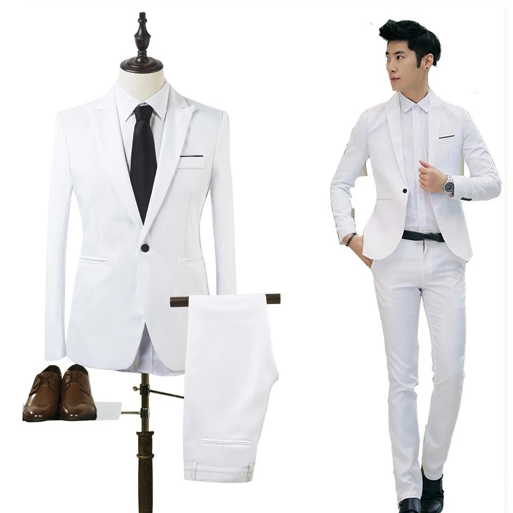 Top Trends: Blazer+ Pants 2Pcs / set Men's Formal Blazer Jackets Coat Pants Tuxedos Wedding Slim Business Dress Suit Clothing For Man Shoppable Styles