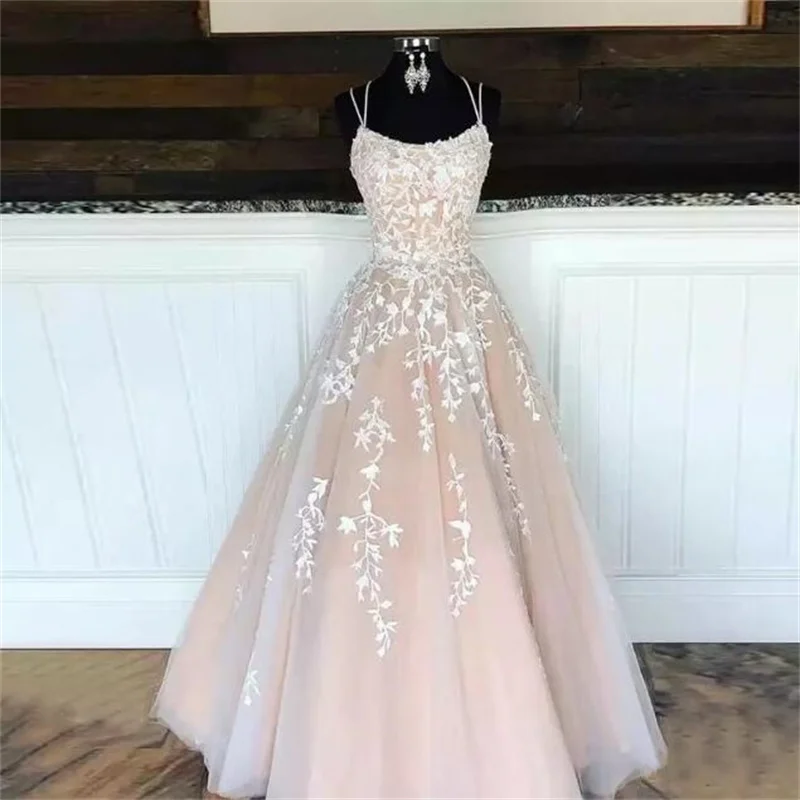 Top Trends: 2023 Lilac Lace Prom Dresses Spaghetti Straps Vestido De Fiesta Open Back A Line Women Prom Gowns Long Formal Evening Gowns Shoppable Styles - Image 3