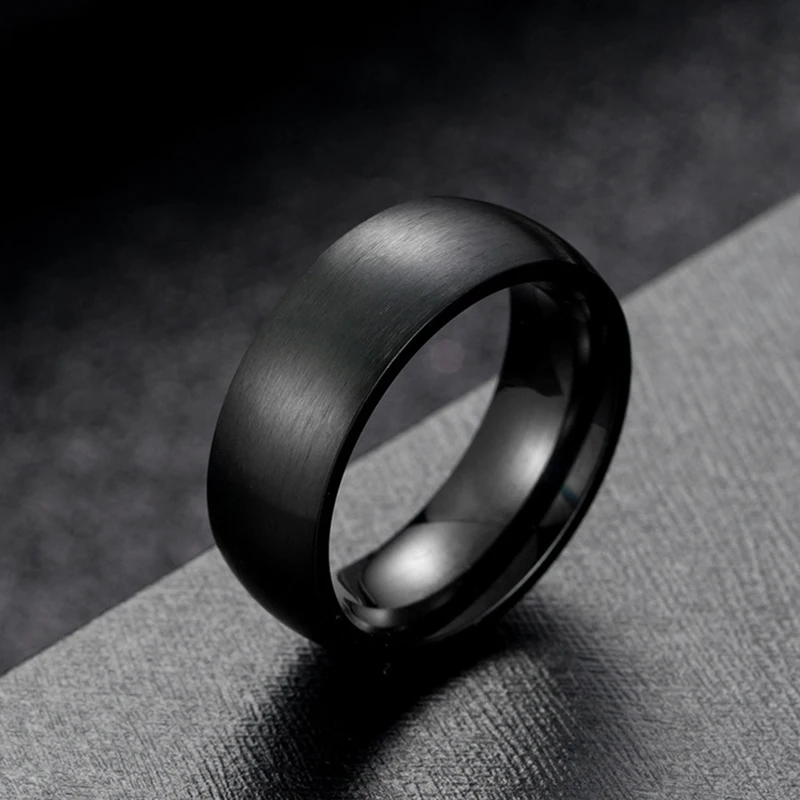 Top Trends: Classic Men Stainless Steel Rings Black Solid Simple Vintage Rings For Men Wedding Bands Christmas Party Jewelry Gift Wholesale Shoppable Styles - Image 2