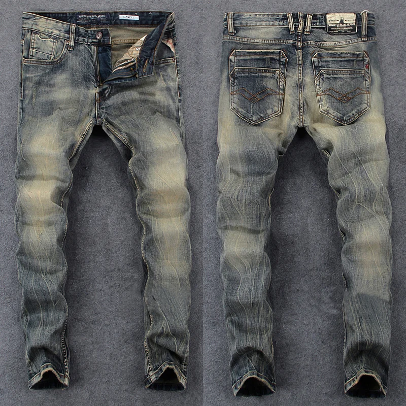 Top Trends: Newly Vintage Fashion Men Jeans Retro Washed Elastic Slim Fit Ripped Jeans Men Italian Style Designer Casual Denim Pants Hombre Shoppable Styles