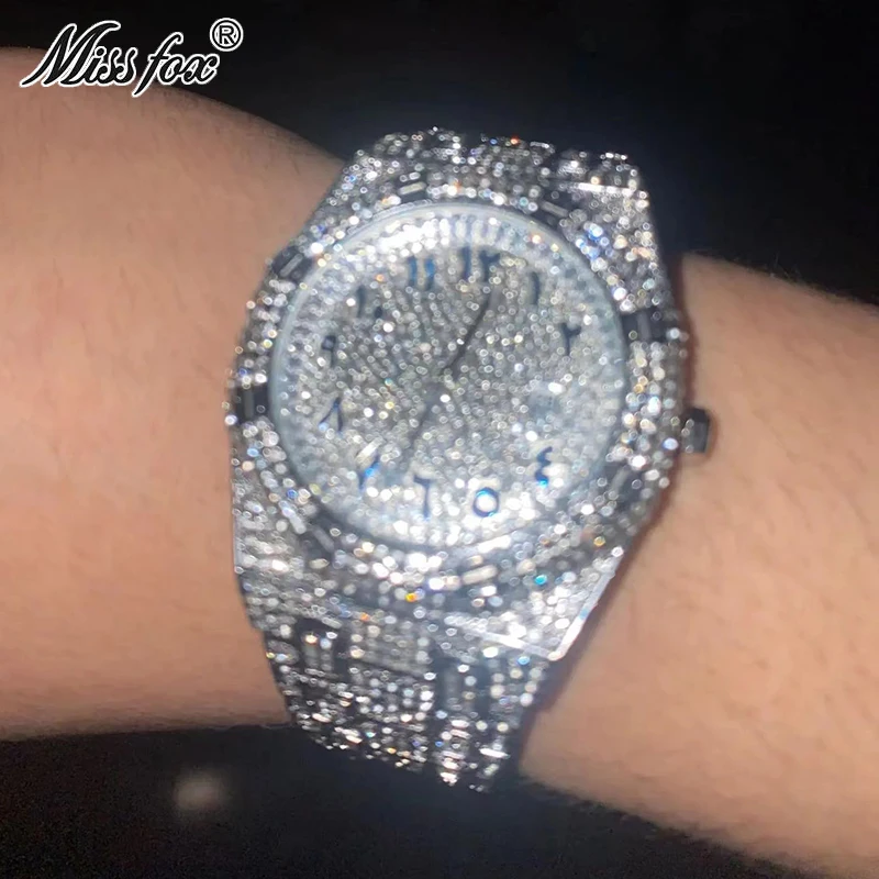 Top Trends: Luxury Fashion Watch For Men Hip Hop Brand MISSFOX Iced Diamond Waterproof Dress AAA Quartz Wristwatch Man Reloj Hombre 2023 Hot Shoppable Styles