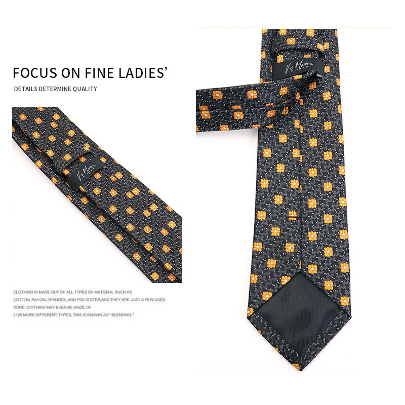 Top Trends: 148*7.5CM Orange Yellow Series Cashew Flower Plaid Leaf Business Tie Men's Bright Color Tie Retro Fashion Bowtie Collared Shirt Shoppable Styles - Image 4