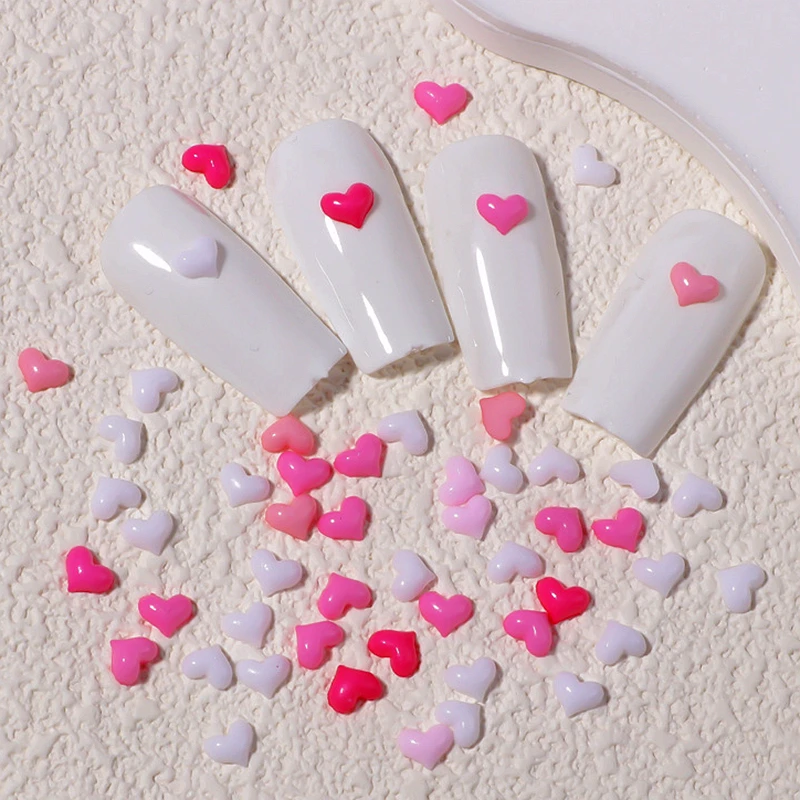 Top Trends: 100PCS 5MM 3D Acrylic Nail Art Heart Charms Kawaii Accessories Part For Manicure Nails Decoration Design Supplies Materials Shoppable Styles