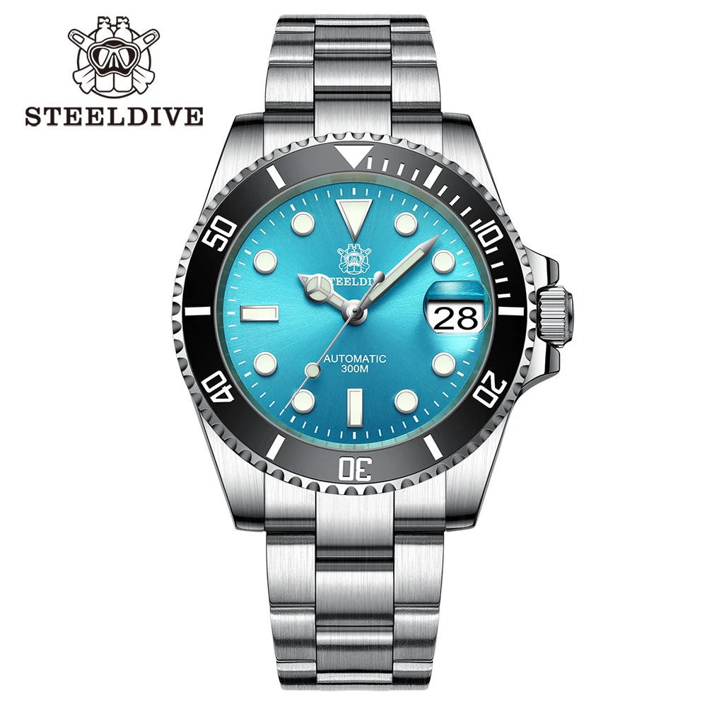 Top Trends: SD1953 Turquoise Dial Stainless Steel NH35 Watch Steeldive 41mm STEELDIVE Brand Sapphire Glass Men Diver Watches Reloj Hombre Shoppable Styles