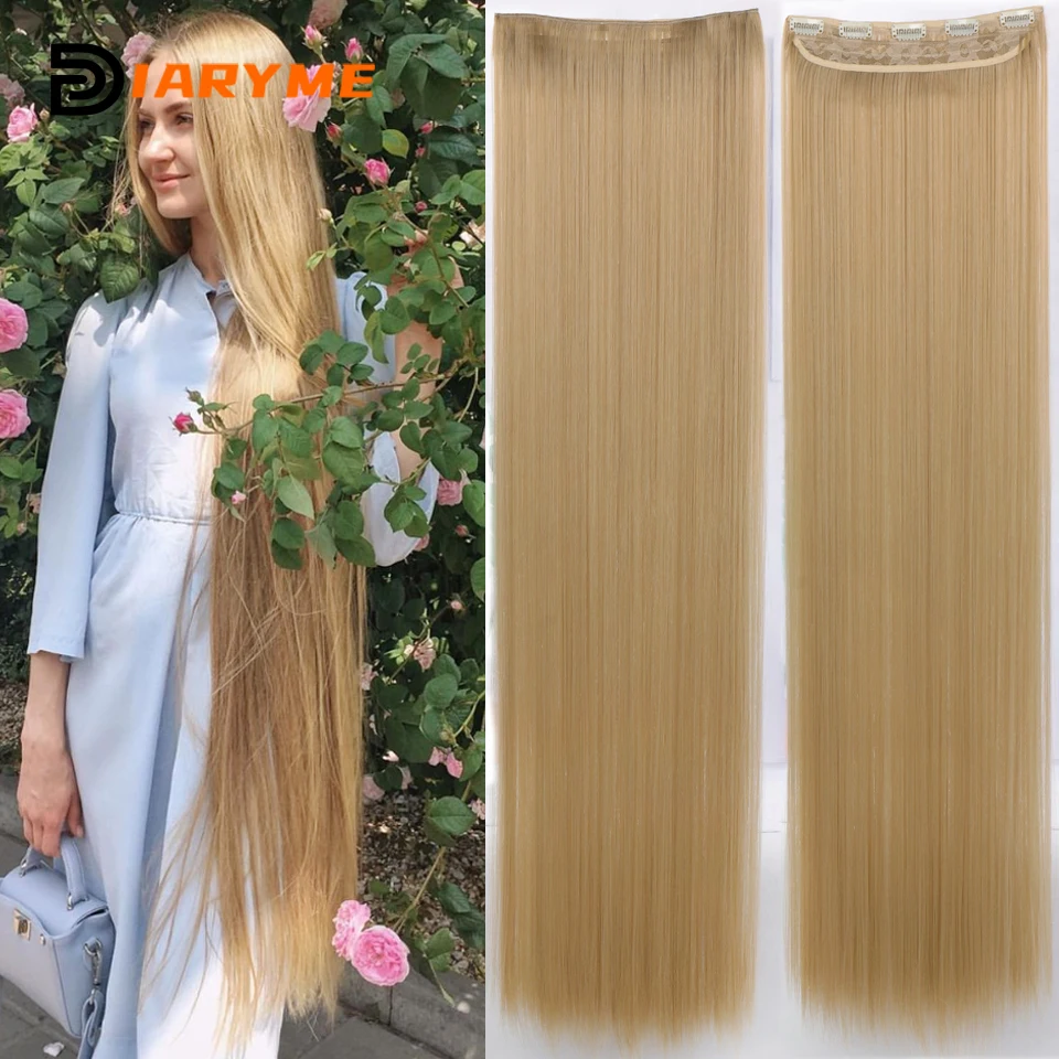 Top Trends: 100CM Synthetic 5 Clip In Hair Extensions For Women Black Brown Blonde Long Straight Hairstyle Hairpiece Natural Fake Hair Shoppable Styles