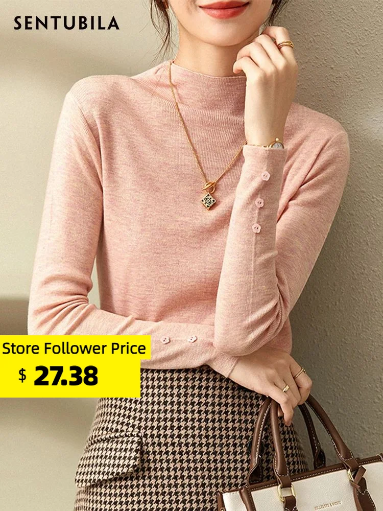 Top Trends: Sentubila Bottoming Sweaters For Women Casual Soft Mock Neck Long Sleeve Knitwear Top 2023 Autumn Female Solid Jumpers W23H44085 Shoppable Styles