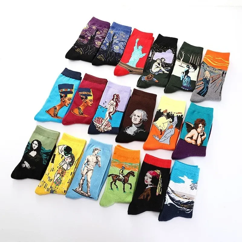 Top Trends: Hot Sale Classic Autumn Winter Retro Women Personality Art Van Gogh Mural World Famous Painting Female Socks Oil Happy Socks Shoppable Styles