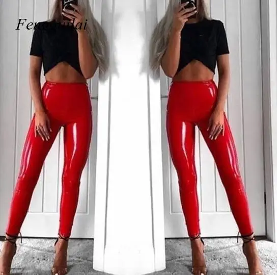 Top Trends: S-3Xl Wet Look Leather Leggings Women High Waist Leggings Stretch Slim Red Black Legging Fashion Pu Pants Women Shoppable Styles - Image 5