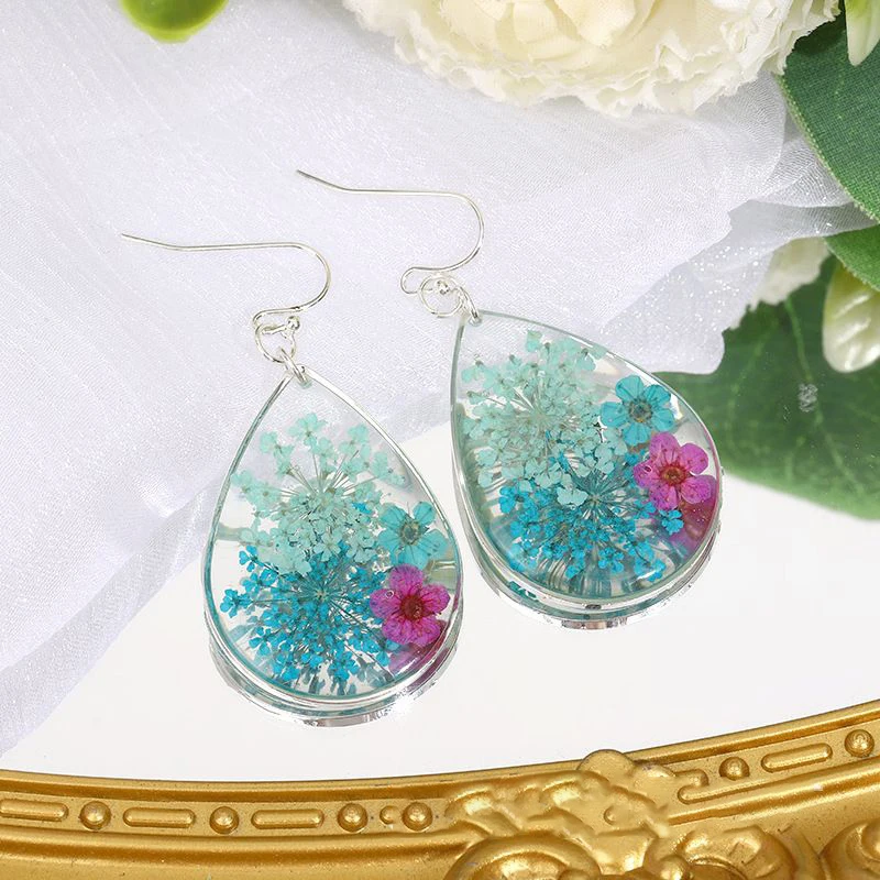 Top Trends: Unique Dried Flower Drop Earring Handmaking Epoxy Resin Drying Flower Earrings Women Statement Jewelry Colorful Floral Earring Shoppable Styles