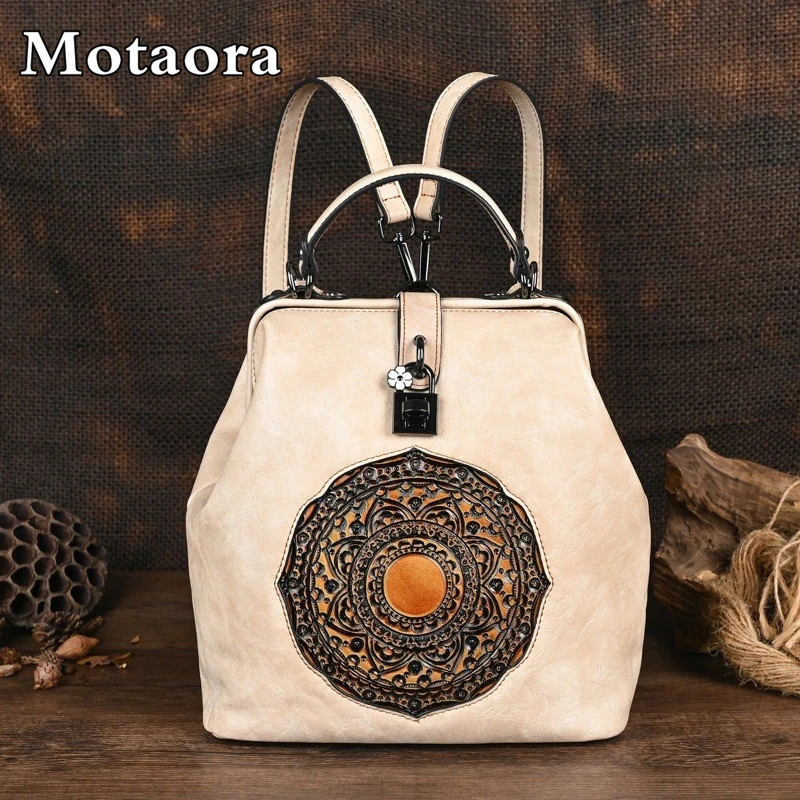 Top Trends: MOTAORA 2024 New Leather Backpacks For Women Vintage Backpack Embossed Female Bag Anti-theft Feminina Backpack Ladies Bags Woman Shoppable Styles