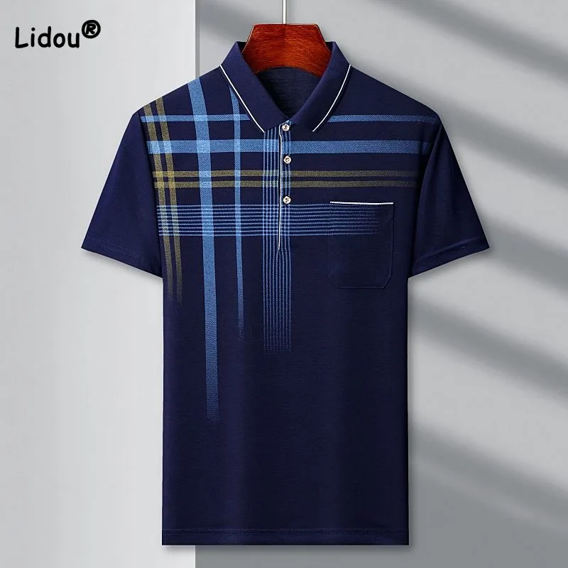 Top Trends: Casual Trend Men Polo-Neck Contrast Color Shirt 2023 Summer Male Clothes Fashion Business Office Short Sleeve Pure Cotton Tops Shoppable Styles