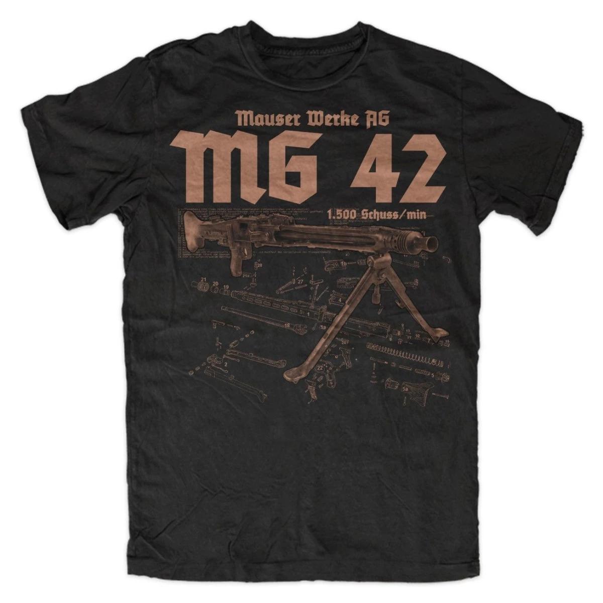 Top Trends: Funny Wehrmacht MG42 Anatomy Printed T-Shirt. Summer Cotton Short Sleeve O-Neck Mens T Shirt New S-3XL Shoppable Styles