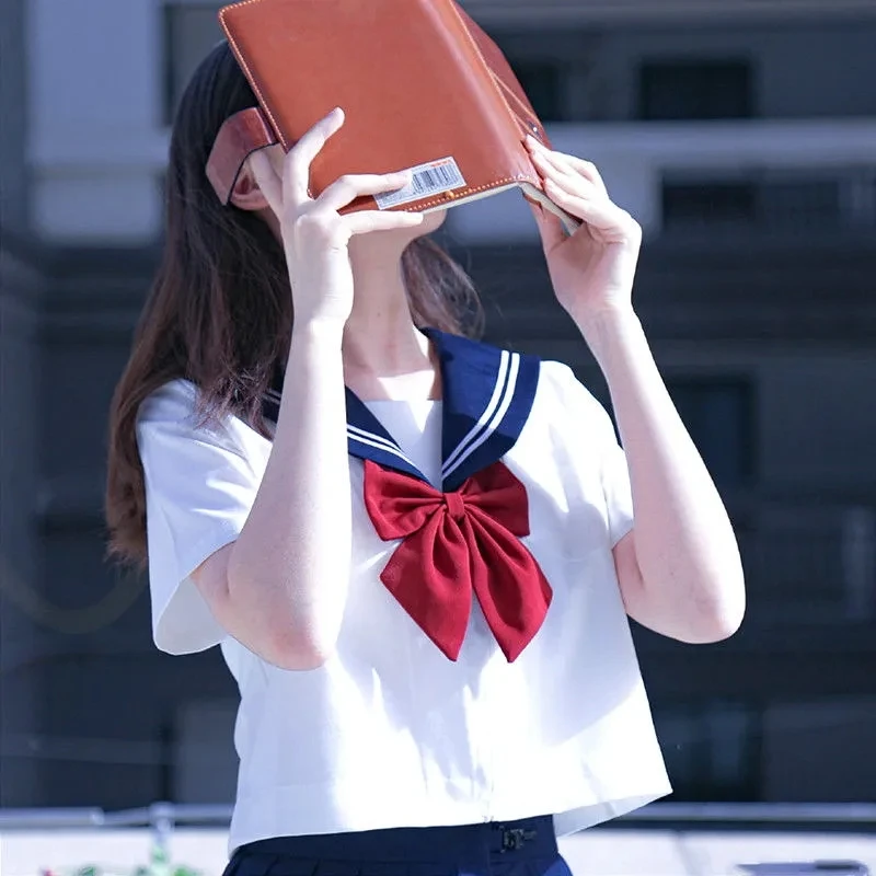 Top Trends: Black White JK Uniform Summer Short / long Sleeve Japanese School Uniforms Girls Sailor Sets Pleated Skirt JK Uniform COS Costume Shoppable Styles