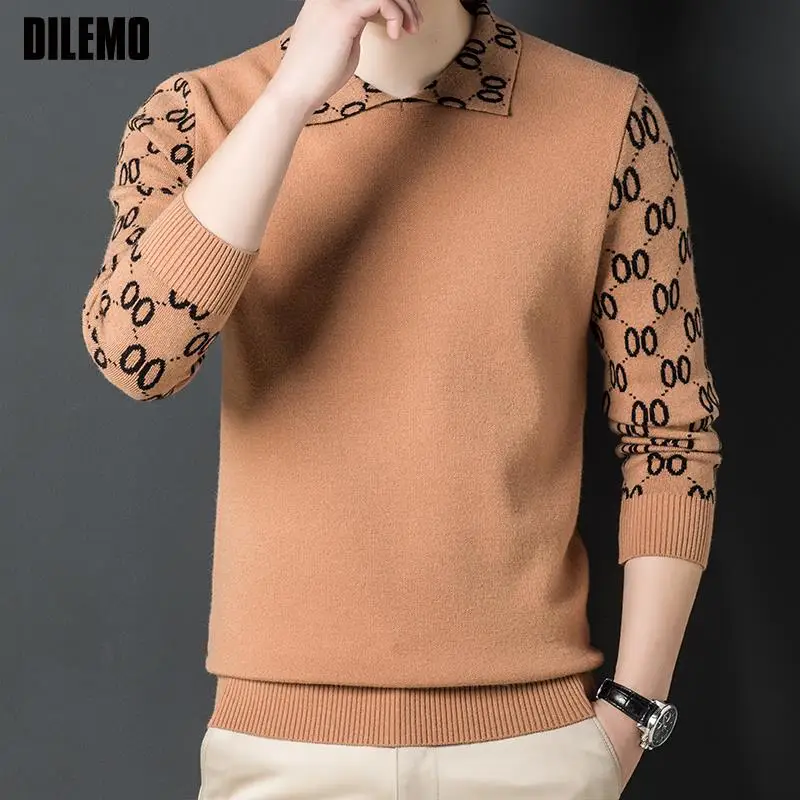 Top Trends: Top Grade Luxury New Fashion Brand Knit Pullover Streetwear Lapel Knitted Sweater Men Designer Graphic Casual Jumper Men Clothes Shoppable Styles