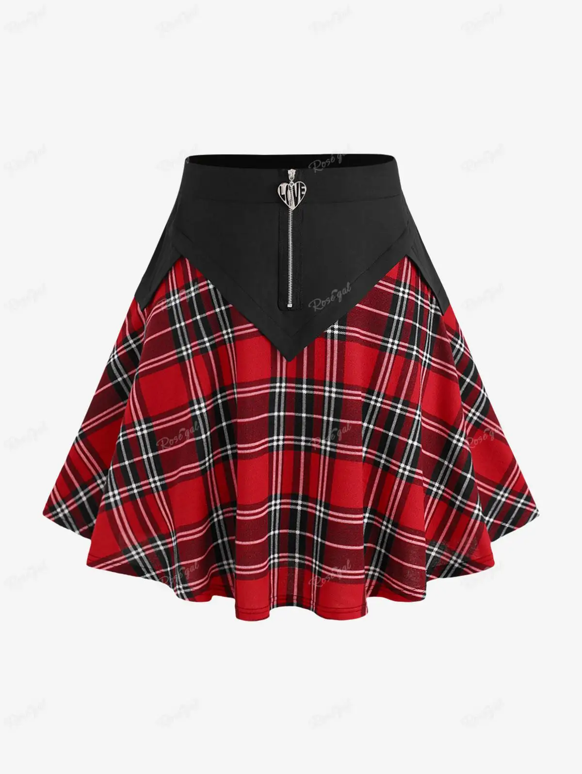 Top Trends: ROSEGAL Plus Size Plaid Zipper Patchwork Ruched Skirt Women Fall, Spring, Summer Casual Streetwear Mini Skirts New Skirt Bottoms Shoppable Styles