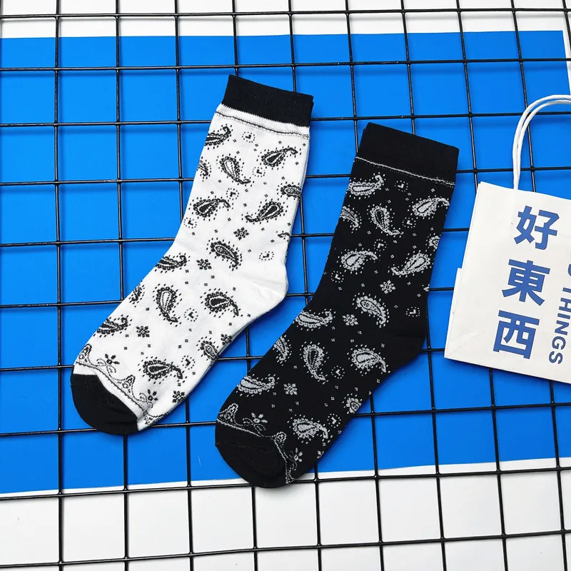 Top Trends: Harajuku Cotton Socks Mens Women Socks Pure Cotton Cashew Flower Fashion Sport Hip Hop Skateboard Black Sockken Running Sock Shoppable Styles