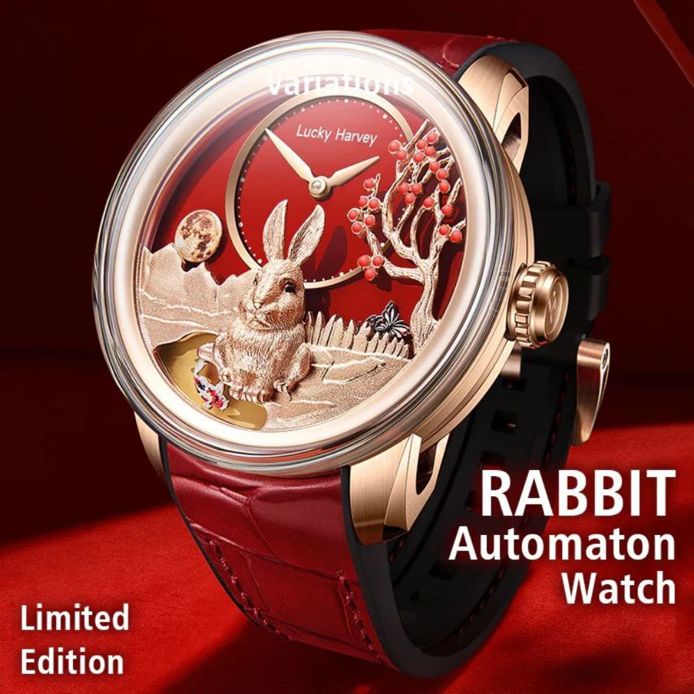 Top Trends: Lucky Harvey Rabbit Dial Limited Edition Automatic Mechanical Movement Watches For Men Synthetic Sapphire Waterproof Wrist Watch Shoppable Styles