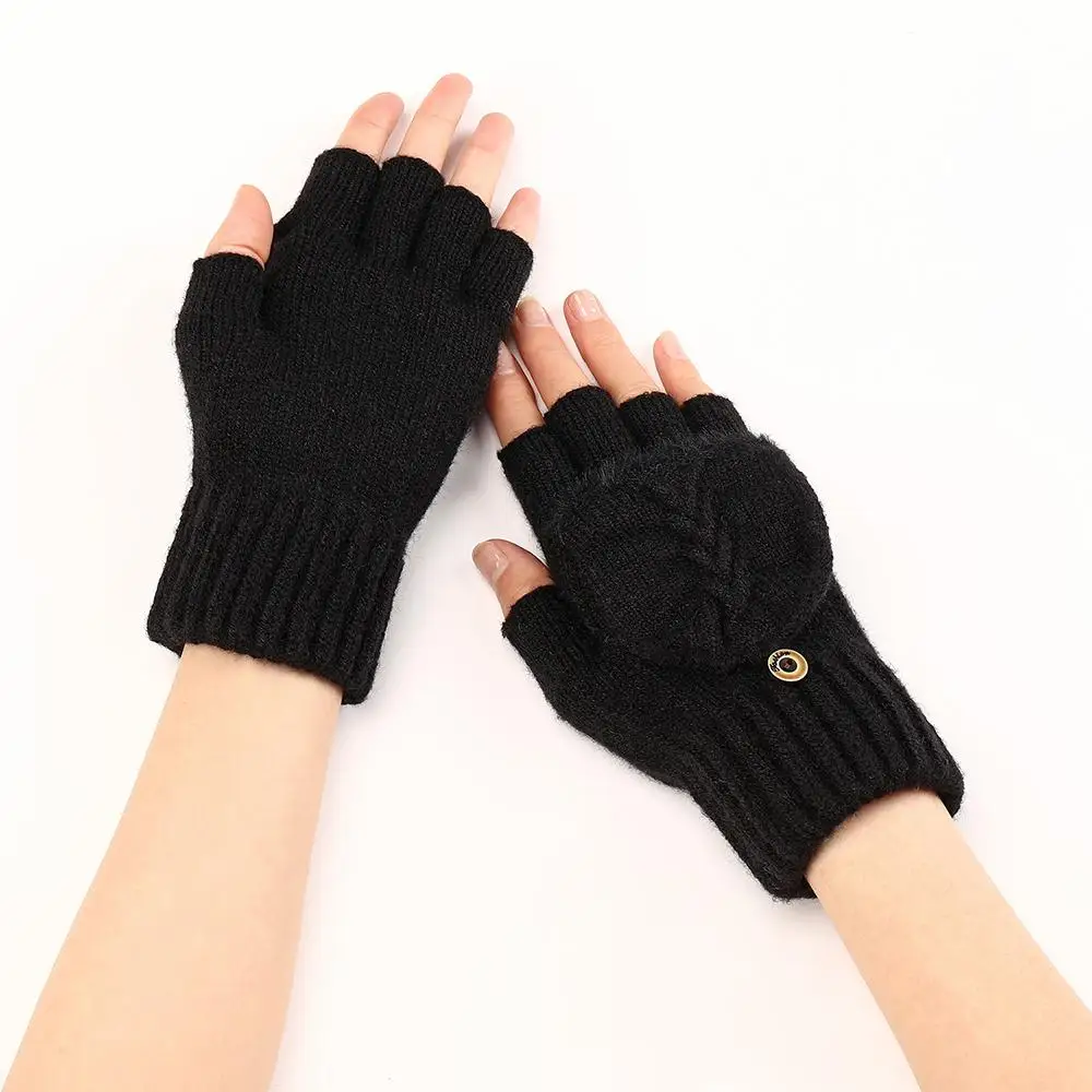 Top Trends: Fashion Long Fingerless Gloves Winter Mitten Hasp Knitted Half Finger Gloves Unisex Flexible Hand Gloves Warmer For Women Men Shoppable Styles