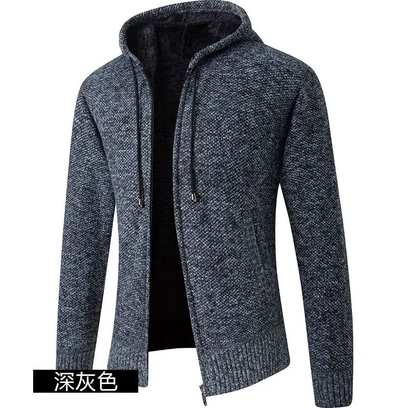 Top Trends: Autumn Winter New Men's Casual Long Sleeve Patchwork Sweater Thick Stand Collar Loose Solid Color Cardigan Zipper Knitted Coats Shoppable Styles - Image 5